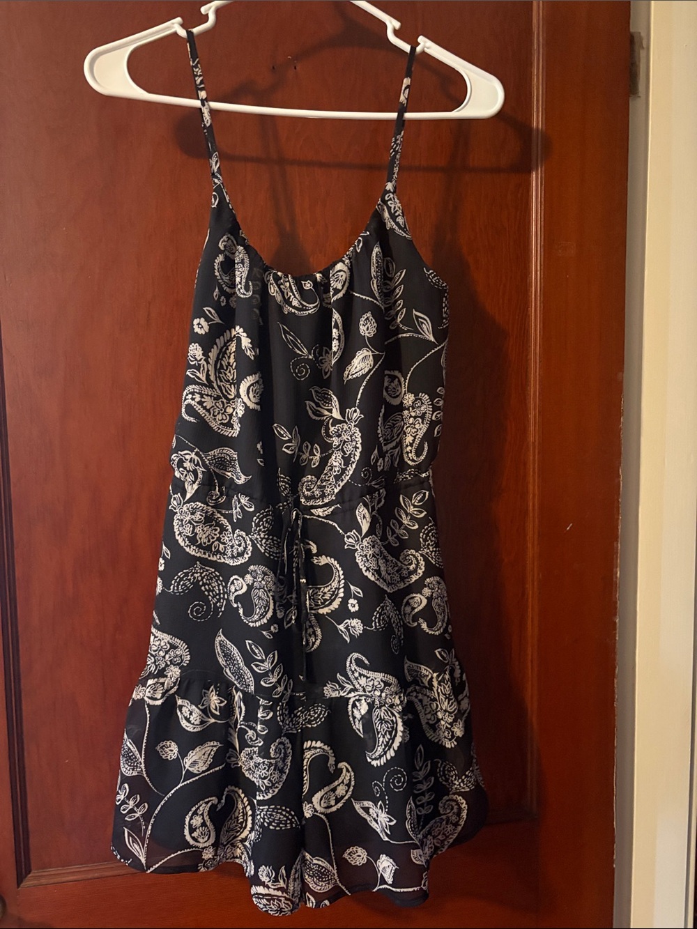 Express Black Floral Paisley Spaghetti-Strap Skort